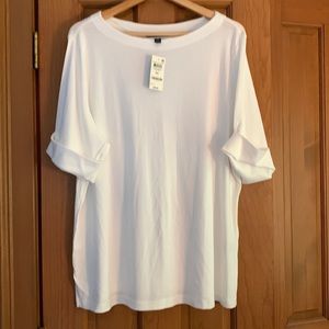 Women’s NWT Karen Scott 2X White Cuffed T Shirt